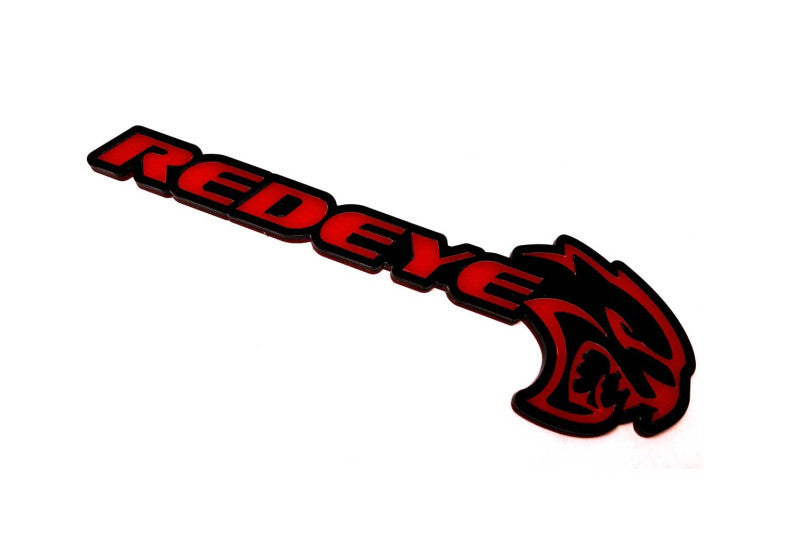 Dodge Challenger trunk rear emblem between tail lights with Redeye Hellcat logo