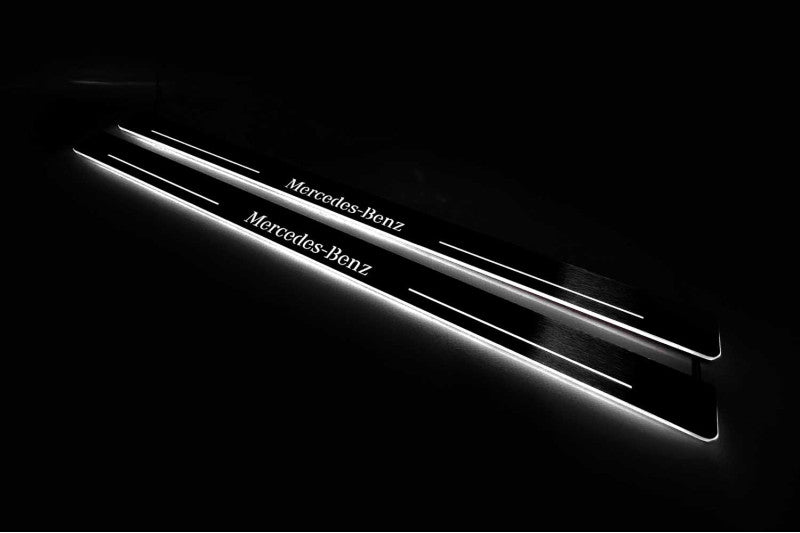 Mercedes CLK W209 2001-2009 Door Sill Led Plate With Mercedes-Benz Logo Mercedes Led Door Sills opdesign