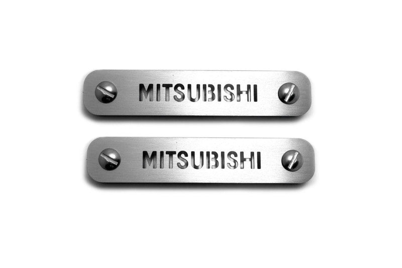 Stainless Steel Floor Mats Emblems Set Badges with Mitsubishi Logo Car Mats Badges Decoin