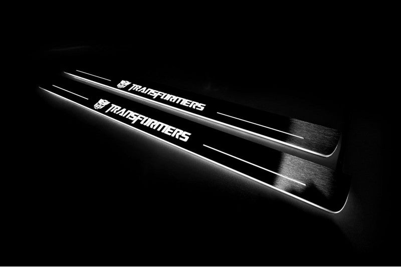 Chevrolet Camaro V 2009-2015 LED Door Sill With Head TRANSFORMERS Logo Chevrolet Led Door Sills opdesign