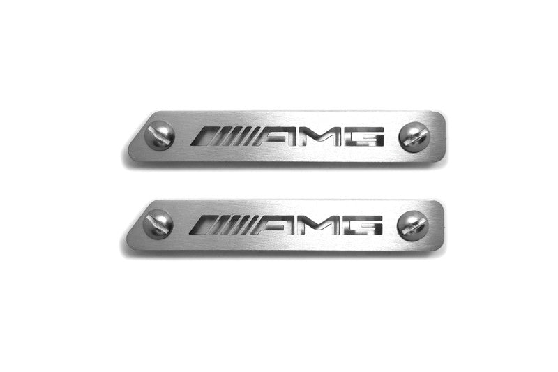 Stainless Steel Floor Mats Emblems Set Badges with Mercedes AMG Logo Car Mats Badges Decoin