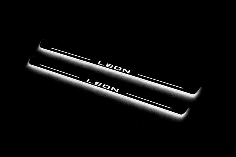 Seat Leon III 2013-2020 Auto Door Sill Plates With Logo Leon Seat Led Door Sills opdesign