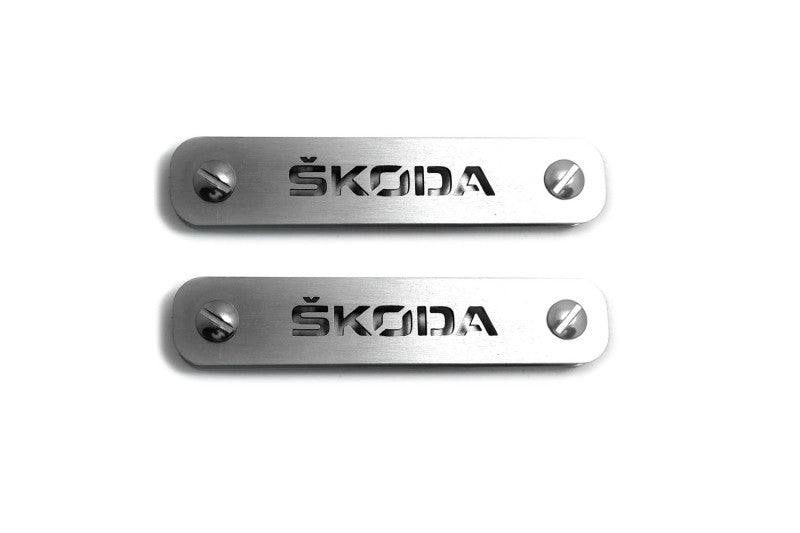 Stainless Steel Floor Mats Emblems Set Badges with Skoda Logo Car Mats Badges Decoin