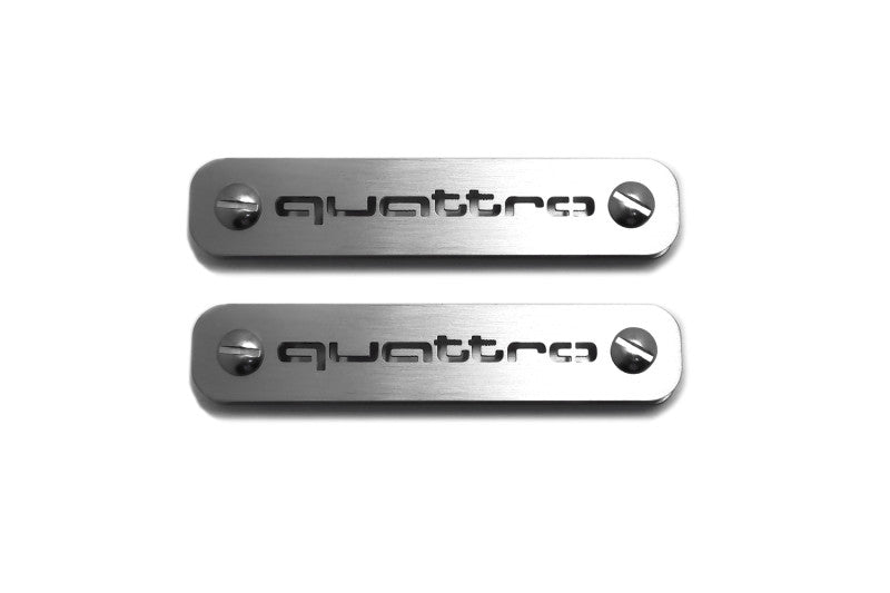 Stainless Steel Floor Mats Emblems Set Badges for Audi with Quattro Logo Car Mats Badges Decoin