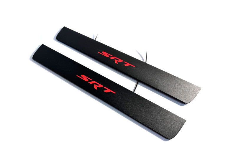 Jeep Grand Cherokee IV 2010-2021 Led Door Sill Pro With Logo SRT (Premium Painting) Jeep Led Door Sills PRO opdesign