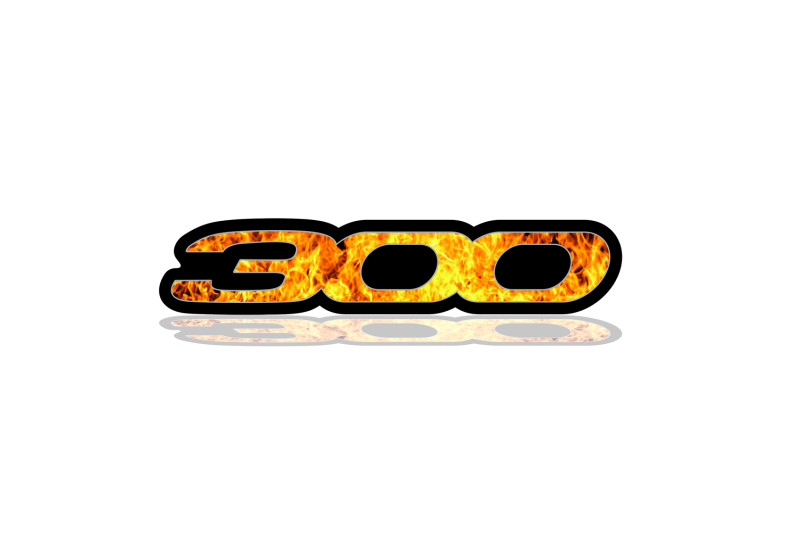 Chrysler Emblem & Badges set with 300 Fire logo Chrysler emblems decoinfabric BLACK FRAME+FIRE LOGO