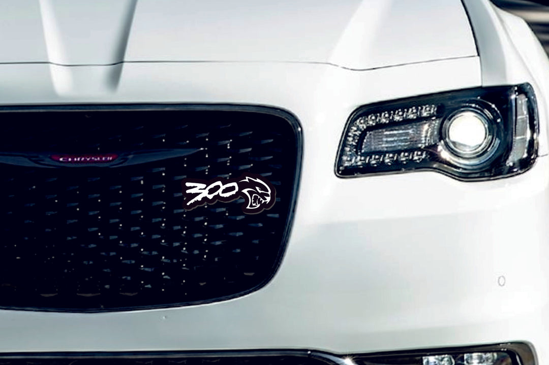 Chrysler Illuminated LED Radiator Grille Emblems and Badges with 300 Hellcat (type 2) logo Chrysler Led Emblems decoinfabric
