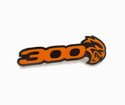 Chrysler 300C II Emblem & Badge Set - Grille and Tailgate 300 + Hellcat logo Chrysler emblems decoinfabric ORANGE