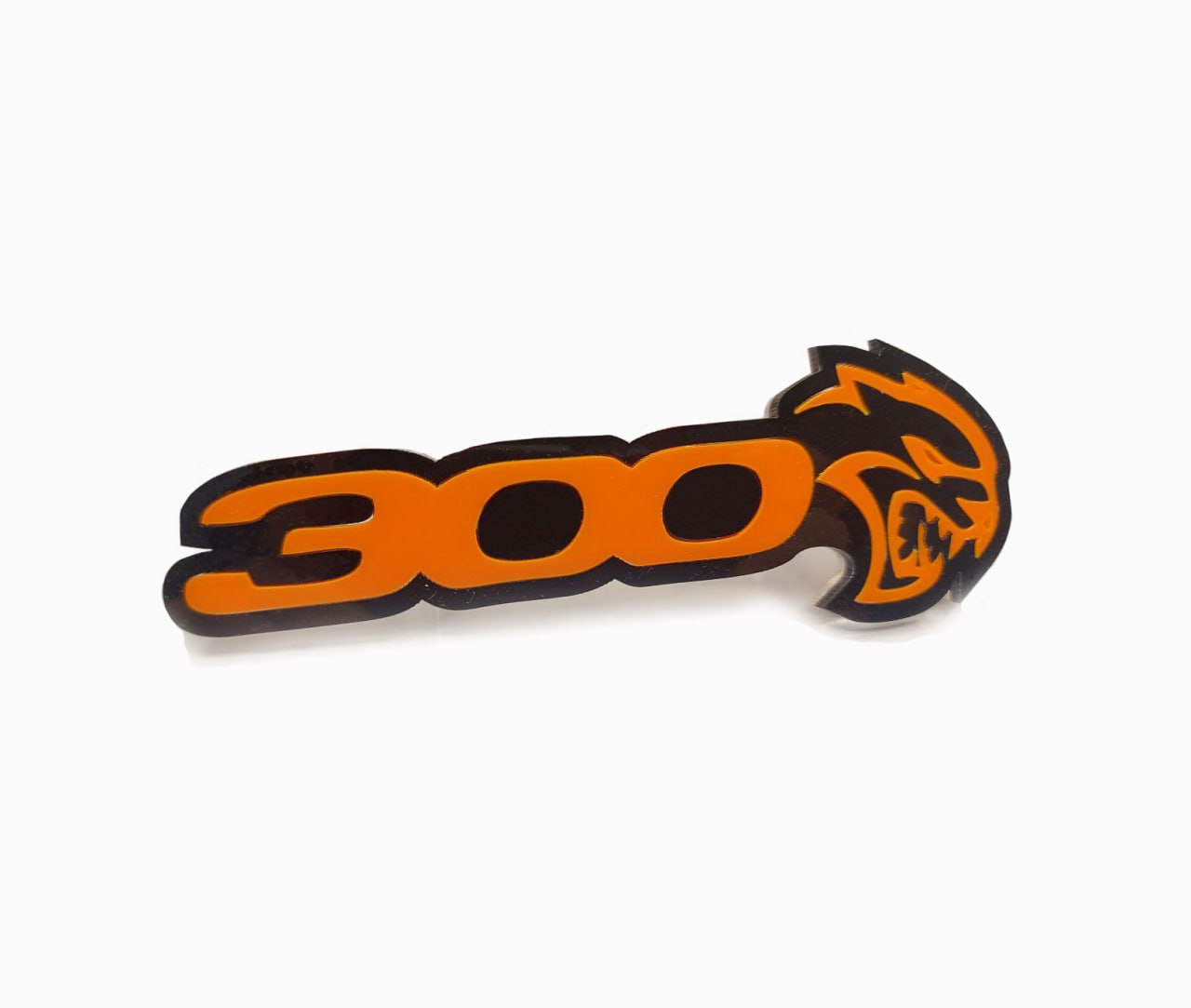 Chrysler 300C II emblem for fenders with 300 + Hellcat logo Chrysler emblems decoinfabric BLACK ORANGE
