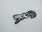 Chrysler 300C II tailgate trunk rear emblem with 300 + Hellcat logo (type 2) Chrysler emblems decoinfabric BLACK STAINLESS STEEL