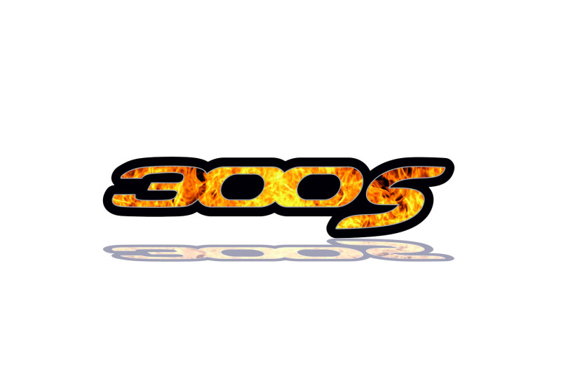 Chrysler tailgate trunk rear emblem with 300S Fire logo Chrysler emblems decoinfabric BLACK FRAME+FIRE LOGO