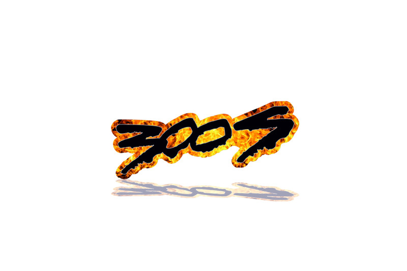 Chrysler Radiator grille emblem with 300S Fire logo (Type 2) Chrysler emblems decoinfabric FIRE FRAME+BLACK LOGO