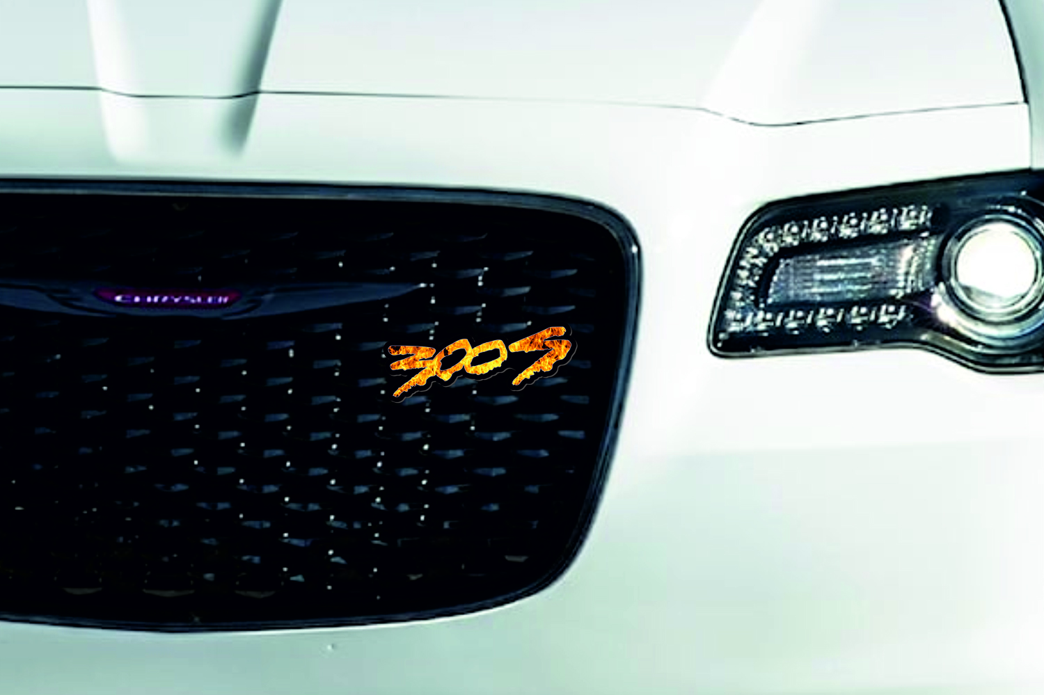 Chrysler Emblem & Badge Set - Grille and Tailgate 300S Fire logo (Type 2) Chrysler emblems decoinfabric BLACK FRAME+FIRE LOGO