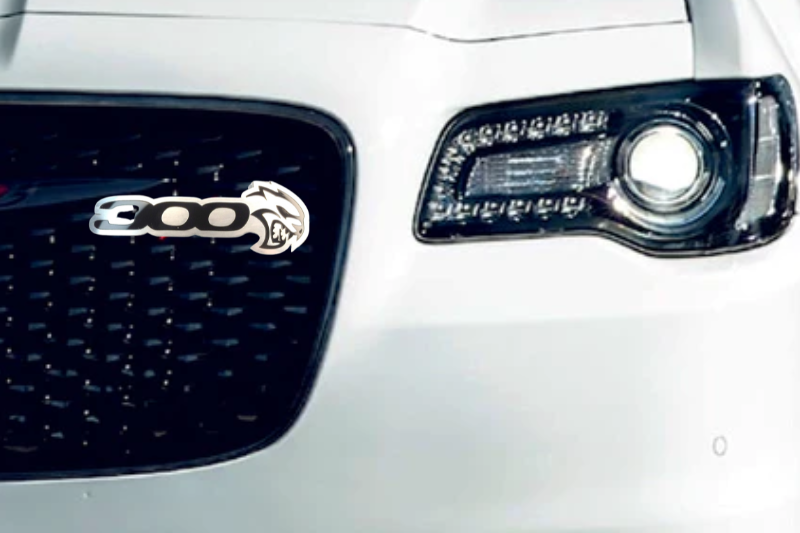 Chrysler 300C II Stainless Steel Emblem & Badge Set - Grille and Tailgate 300 Hellcat logo Chrysler emblems decoinfabric