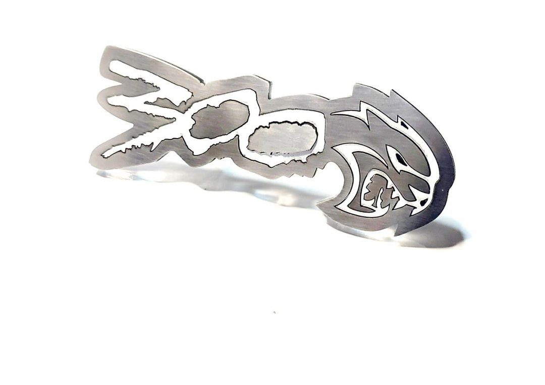 Chrysler 300C II Stainless Steel tailgate trunk rear emblem with 300 Hellcat logo (type 2) Chrysler emblems decoinfabric