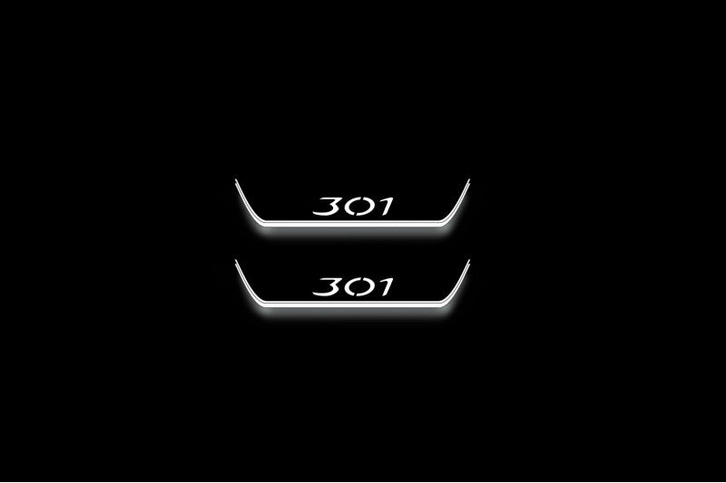 Peugeot 301 2012+ LED Door Sill With Logo 301