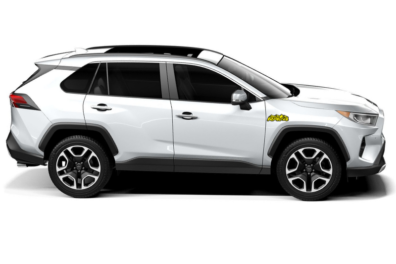 Toyota Rav4 emblem for fenders with Rav4 logo (Type 2) Toyota emblems decoinfabric BLACK YELLOW