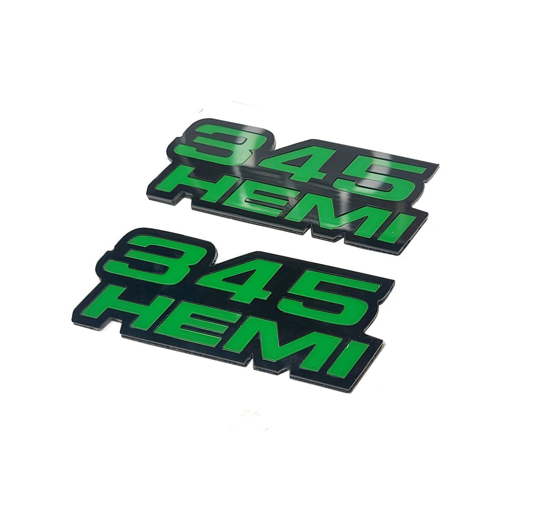 DODGE emblem for fenders with 345 HEMI logo (type 2) Dodge emblems decoinfabric BLACK GREEN