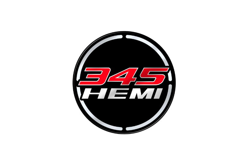 DODGE Radiator grille emblem with 345 HEMI logo (Type 3) Dodge emblems decoinfabric
