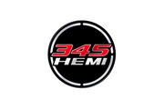 Dodge Challenger trunk rear emblem between tail lights with 345 HEMI logo (type 3) Dodge emblems decoinfabric BLACK WHITE