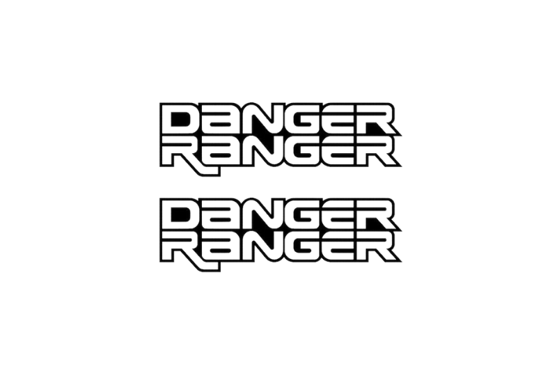 Ford Ranger emblem for fenders with Danger Ranger logo Ford emblems decoinfabric BLACK WHITE