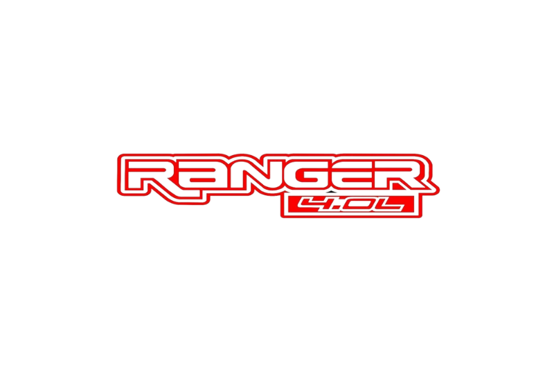 Ford Ranger tailgate trunk rear emblem with Ranger 4.0L logo Ford emblems decoinfabric RED WHITE