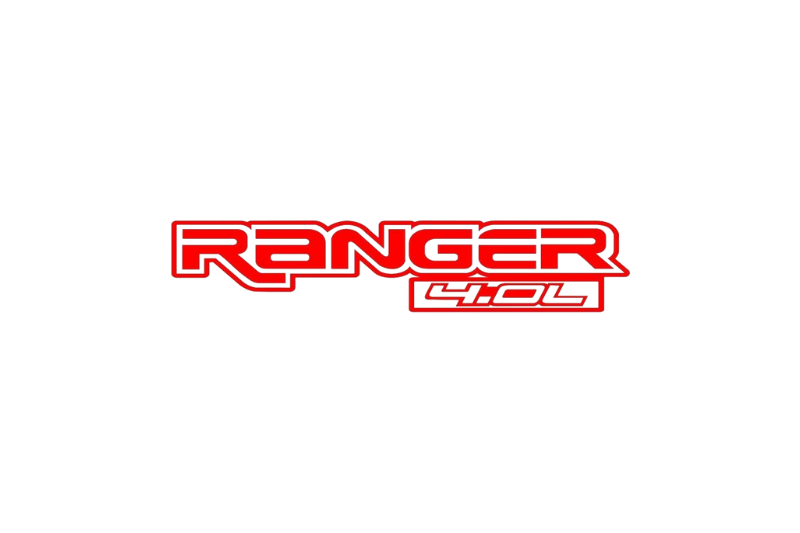 Ford Ranger tailgate trunk rear emblem with Ranger 4.0L logo (Type 2) Ford emblems decoinfabric RED WHITE