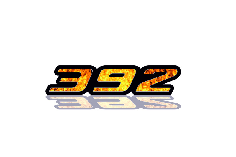 Jeep Radiator grille emblem with 392 Fire logo Jeep emblems decoinfabric BLACK FRAME+FIRE LOGO