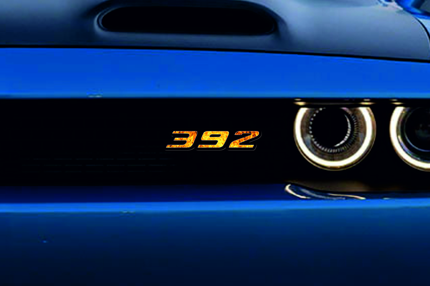Dodge Emblem & Badge Set - Grille and Tailgate 392 Fire logo Dodge emblems decoinfabric BLACK FRAME+FIRE LOGO