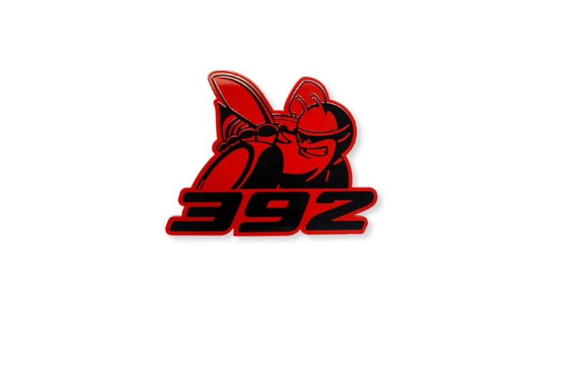 Dodge Challenger trunk rear emblem between tail lights with 392 Scat Pack logo Dodge emblems decoinfabric BLACK RED
