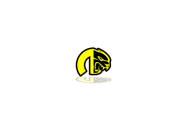 Dodge Radiator grille emblem with Mopar Hellcat logo (Type 3) Dodge emblems decoinfabric BLACK YELLOW