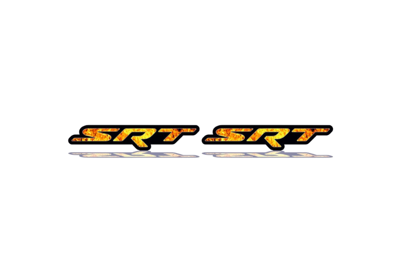 Dodge Emblem & Badges set with SRT Fire logo Dodge emblems decoinfabric BLACK FRAME+FIRE LOGO