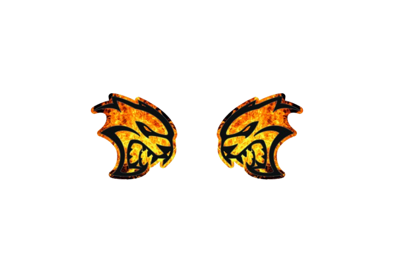 DODGE emblem for fenders with Hellcat Fire logo Dodge emblems decoinfabric BLACK FRAME+FIRE LOGO