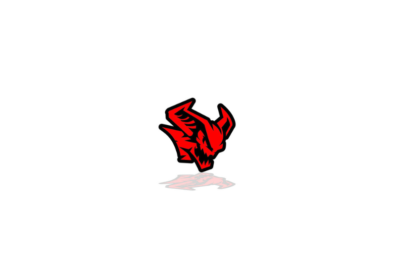 Dodge Radiator grille emblem with Demon logo (type 3) Dodge emblems decoinfabric BLACK RED