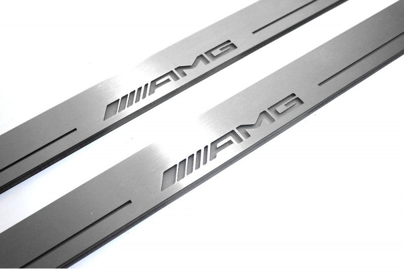 Mercedes C W205 2014+ LED Door Sills PRO With AMG Logo Mercedes Led Door Sills opdesign