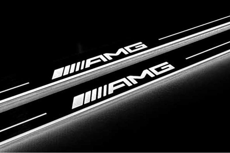 Mercedes S-Class C217 2014-2020 Door Sill Led Plate With AMG Logo Mercedes Led Door Sills opdesign
