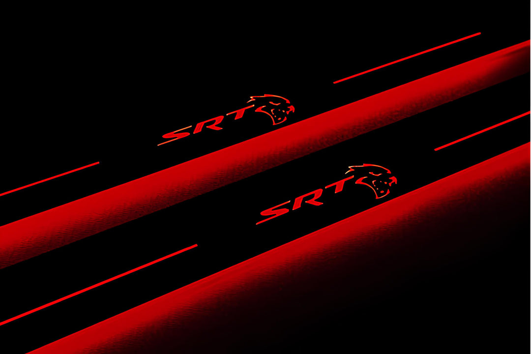 Chrysler 300C II 2011+ Door Sill Led Plate With SRT HELLCAT Logo Chrysler Led Door Sills opdesign
