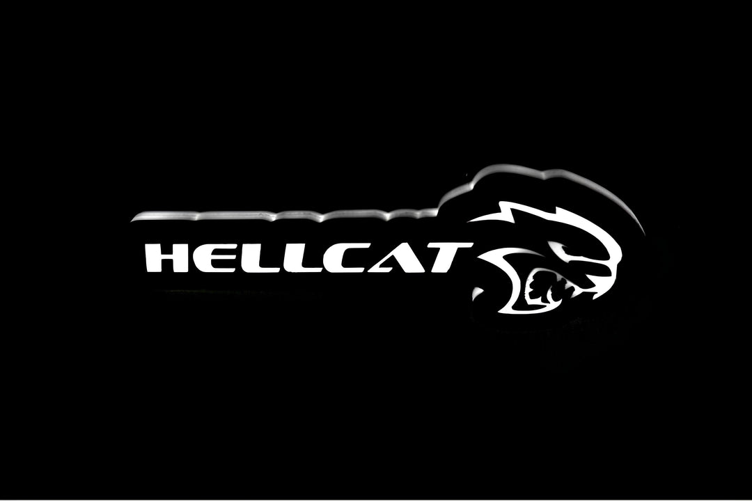 Chrysler Illuminated LED Radiator Grille Emblems and Badges with Hellcat + logo Hellcat Chrysler Led Emblems decoinfabric