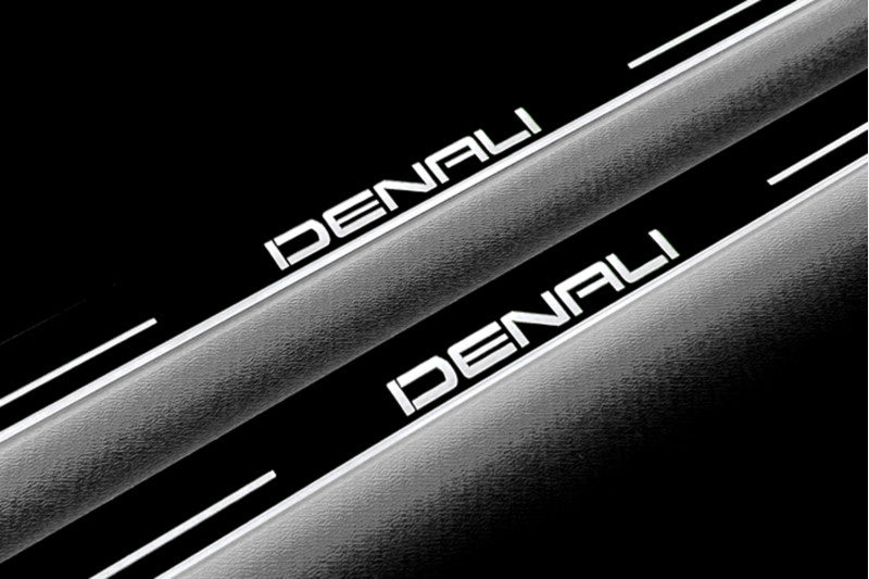 GMC Sierra V 2018+ LED Door Sills PRO With Logo Denali GMC Led Door Sills opdesign