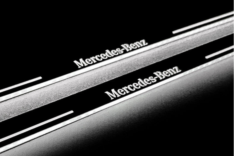 Mercedes V-Class W447 2014+ Door Sill Led Plate With Mercedes-Benz Logo Mercedes Led Door Sills opdesign