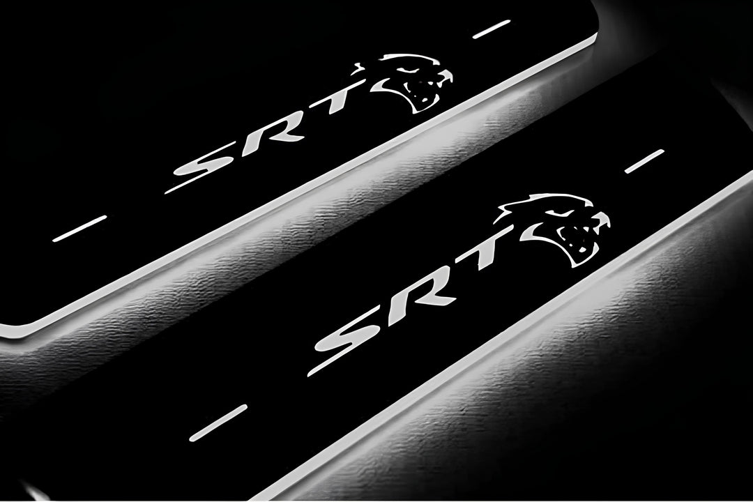 Chrysler 300C II 2011+ Door Sill Led Plate With SRT HELLCAT Logo Chrysler Led Door Sills opdesign