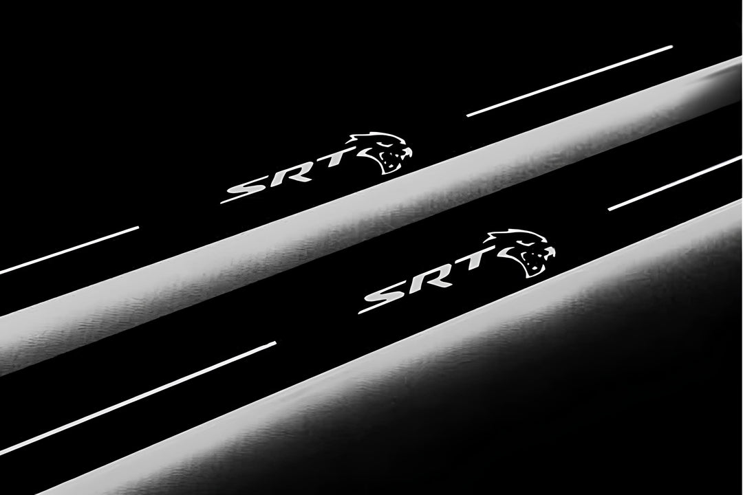 Chrysler 300C II 2011+ Door Sill Led Plate With SRT HELLCAT Logo Chrysler Led Door Sills opdesign