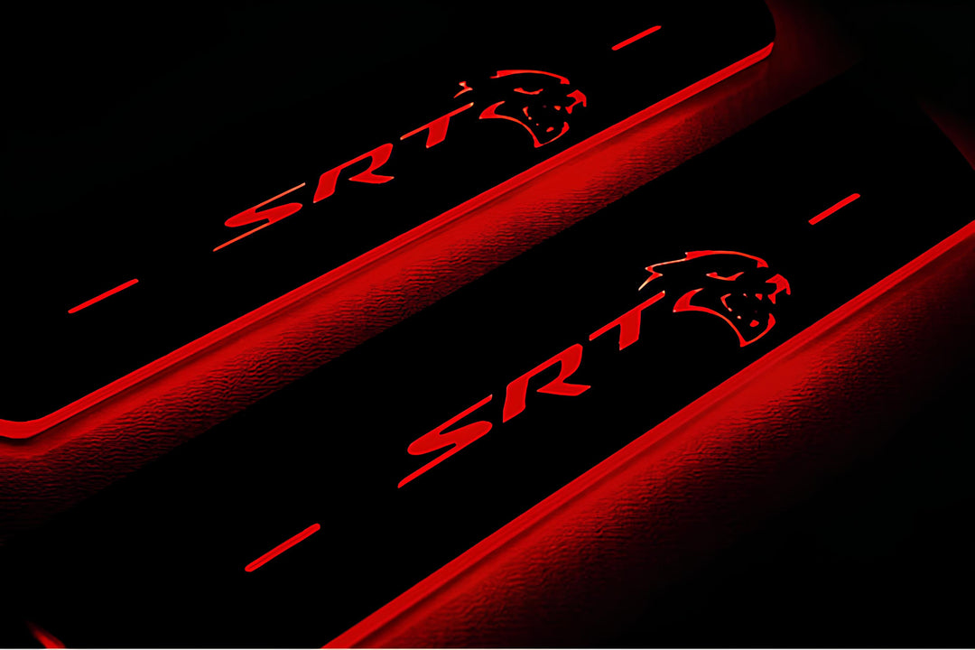 Chrysler 300C II 2011+ Door Sill Led Plate With SRT HELLCAT Logo Chrysler Led Door Sills opdesign