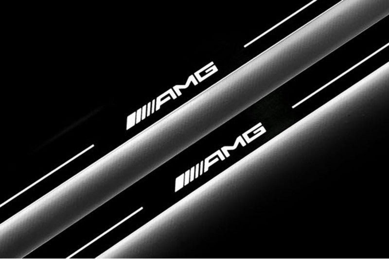 Mercedes C W205 Coupe 2014-2021 Door Sill Led Plate With AMG Logo Mercedes Led Door Sills opdesign