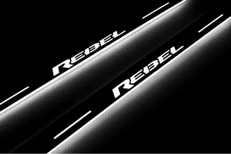 Dodge RAM 1500 V 2019+ Door Sill Led Plate With REBEL Logo