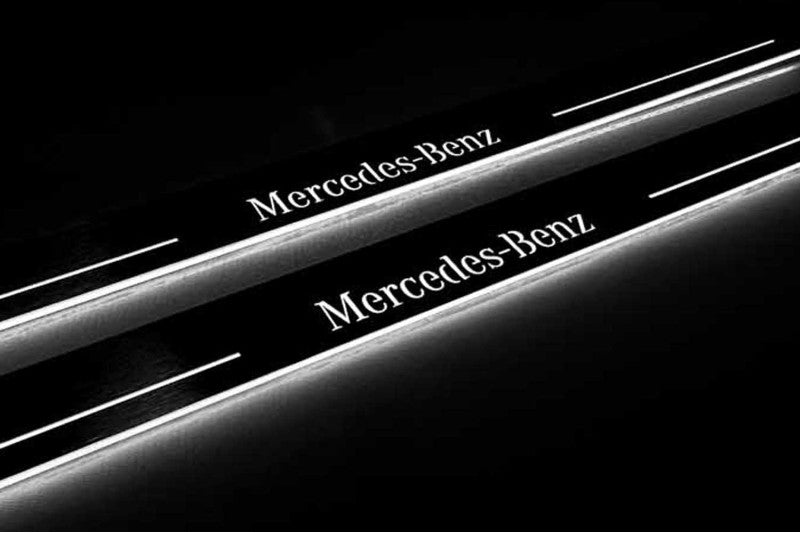 Mercedes CLK W209 2001-2009 Door Sill Led Plate With Mercedes-Benz Logo Mercedes Led Door Sills opdesign