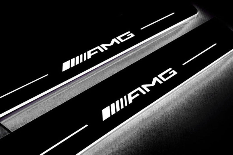 Mercedes E W213 2016-2023 Auto Door Sills With Logo AMG Mercedes Led Door Sills opdesign