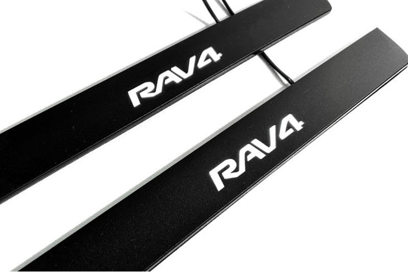 Toyota Rav4 V 2019+ Led Door Sill Pro With Logo Rav4 (Premium Painting) Toyota Led Door Sills PRO opdesign