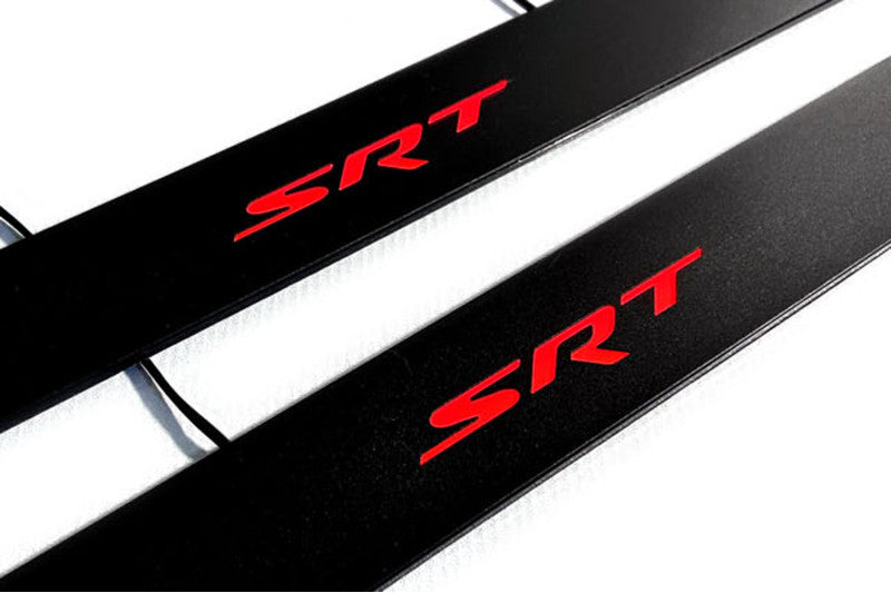 Jeep Grand Cherokee IV 2010-2021 Led Door Sill Pro With Logo SRT (Premium Painting) Jeep Led Door Sills PRO opdesign