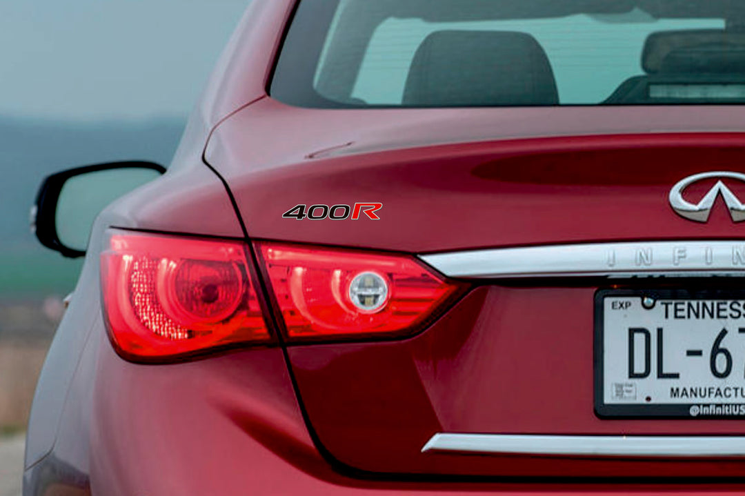 Infiniti tailgate trunk rear 3D emblem with 400R logo (type MIXT) Var. 2 Infiniti emblems decoinfabric